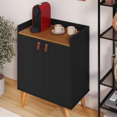 Imagem de Comprar Móveis em Casa, Aparador Armario Buffet Cantinho do Café 2 portas Pés Palito e prateleira Lilian cor Preto/freijó