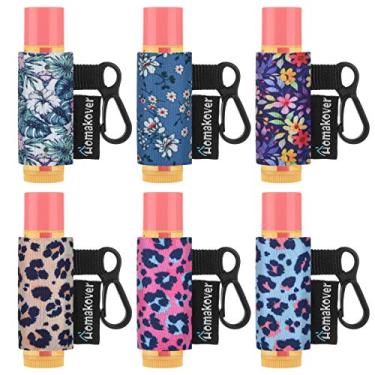 Imagem de Pacote com 6 protetores labiais, suporte compacto para batom, clipe de liberação premium, protetor labial de neoprene com clipe, serve para a maioria dos protetores labiais padrão