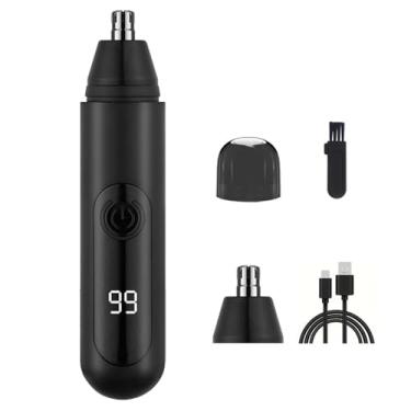 Imagem de Aparador de pelos de orelha e nariz para homens e mulheres, recarregável por USB, profissional indolor, aparador de pelos faciais, orelhas e nariz, visor de LED, lâminas de borda dupla para facilitar