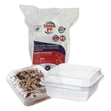 Imagem de 100Un Embalagem Bolo Pote 200Ml Quadrad Descartável Brigadei - Ultra C