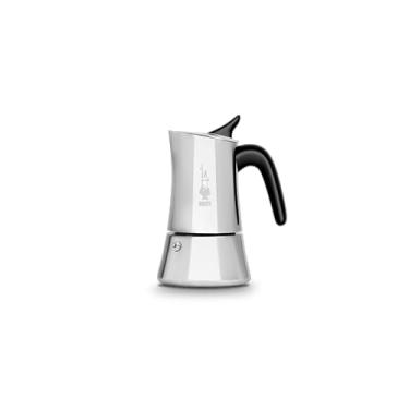 Imagem de Bialetti Moka Pote Moon exclusivo de indução de aço inoxidável, máquina de café expresso de fogão, cafeteira italiana, 6 doses de café expresso, (224 g - 235 ml), compatível com todas as placas de