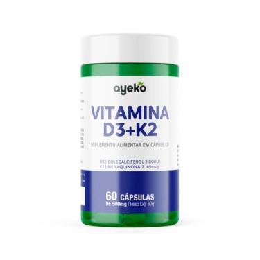 Imagem de Vitamina D3 2000 UI + K2 Menaquinona 60caps - Ayeko
