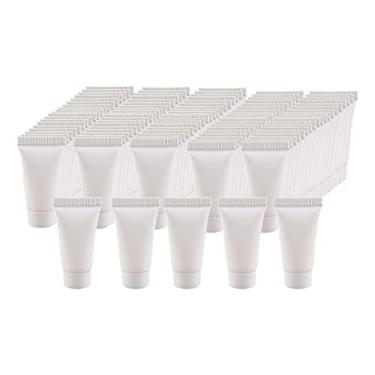 Imagem de shamjina 100x de Tubos Macios Vazios 5ml, Reutilizável com Tampas Recipiente de Plástico para Creme de Maquiagem para As Mãos, de, C, Branco