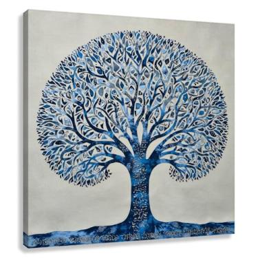 Imagem de Árvore da Vida Arte de Parede Impressão em Tela Decoração Fotos Pintura para Sala de Estar Quarto em Azul 30x30cmx1