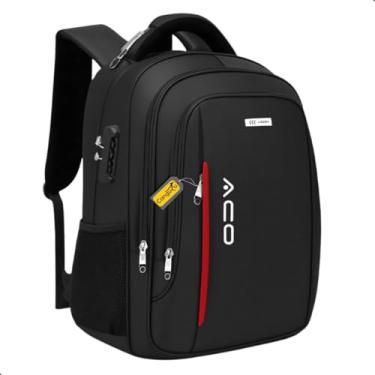 Imagem de Mochila Bolsa Masculina Feminina Notebook Anti Furto Reforçada Semi Impermeável Escolar Faculdade Trabalho Viagem Resistente Executiva Cabo De Aço Saída Usb SAÍDA Fone DE OUVIDO (PRETO)