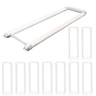 Imagem de jimwhen Pacote com 10 lâmpadas de tubo LED T8 T10 T12 U Bend, 18W (equivalente a 40 W), luz natural 4000K, 2200 Lm super brilhante, alimentação de extremidade dupla, lastro removido, lâmpadas de