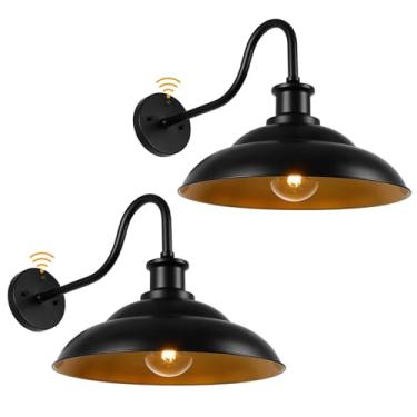 Imagem de Luminária de celeiro de pescoço de ganso ao ar livre do crepúsculo ao amanhecer, cúpula de 40,6 cm, arandela de parede externa de casa de fazenda para casa, garagem, pátio, porta, 2 unidades, 2