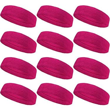 Imagem de COUVER Faixa de cabelo esportiva com absorção de umidade, tecido felpudo de algodão atlético, faixa de suor para tênis, basquete, corrida, academia, malhar para homens e mulheres, pacotes múltiplos