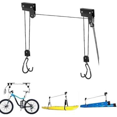 Imagem de Kit De Elevação De Bicicleta Sistema De Polia De Elevação De Bicicleta De Armazenamento De Garagem Com Suporte De Bicicleta De Teto De 60 Kg Cabide De Bicicleta R, 1 hanger and 2 lanyards