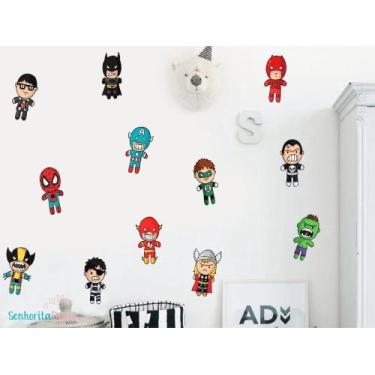 Imagem de adesivo de parede super heróis miniaturas flash hulk - Adesivos Kigrud