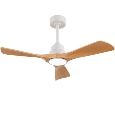 Imagem de XBIBI Ventiladores de teto de 106 cm com luzes e controle remoto, luz de LED regulável, motor CC silencioso, ventilador de teto moderno com luz para ambientes externos, ambientes internos, sala de
