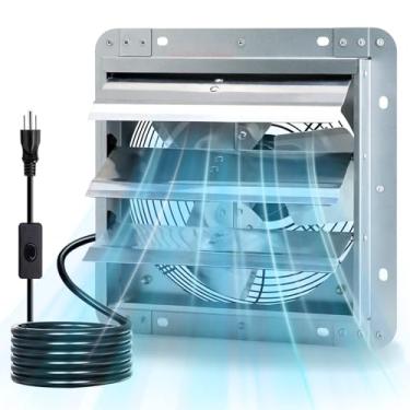 Imagem de Criditpid Exaustor de obturador montado na parede de 12 polegadas com interruptor ON/OFF, motor de cobre puro de alta velocidade e baixo ruído, exaustor de parede para frontão, galpão, garagem, estufa