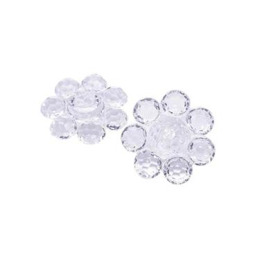 Imagem de Miçanga Botão Flor Acrílico Transparente 7 Pétalas 33mm 10pçs 55g - Ma
