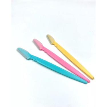 Imagem de Kit 3 Navalha Kit de aparador de sobrancelha Navalha 3 Cores Barbeador