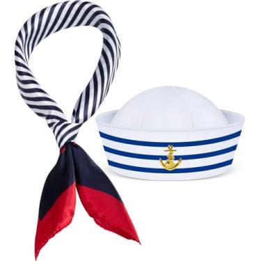 Imagem de XUECHEN Chapéu de marinheiro para adultos – acessório de fantasia de capitão para homens e mulheres, ideal para Halloween, cosplay, festas de iate, Branco, standard