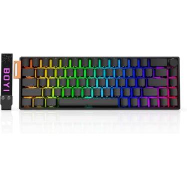 Imagem de BOYI Teclado para jogos 66Pro-Flash com interruptor magnético de alumínio, 65% efeito Hall de gatilho rápido HotSwap Hyper-Fast teclas impressas laterais com retroiluminação RGB teclado personalizado