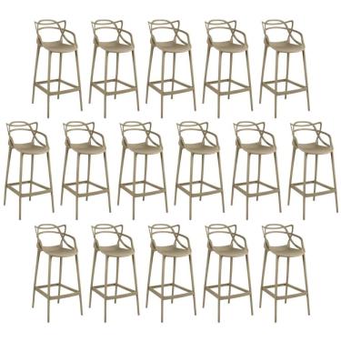 Imagem de Kit 16 Banquetas Allegra Com Encosto Design Cozinha/bancada - Nude