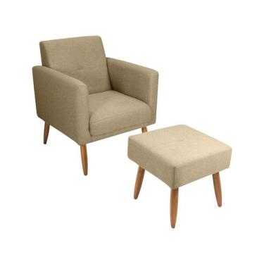 Imagem de Poltrona Decorativa com Puff Moderno Matrix Pequim, Bege
