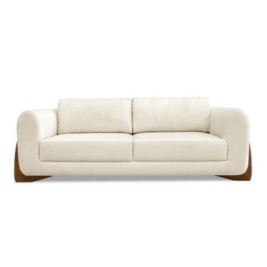 Imagem de Sofá 3 Lugares 2,30m Linho com Detalhes em Madeira - Jobim Lucadi Home