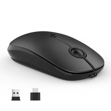 Imagem de Mouse sem fio Vssoplor tipo C recarregável para PC preto