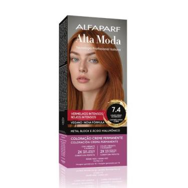 Imagem de Tintura Creme Altamoda Alfaparf Ouro Cobre 7.4 Kit - Alta Moda