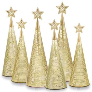 Imagem de Conjunto de árvore de Natal WDHODEC Gold Glass 6 Small Tabletop