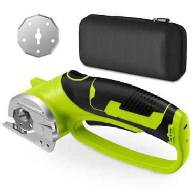 Imagem de Tesoura elétrica sem fio, cortador rotativo resistente recarregável de 4 V com luz LED e trava de segurança para papelão, tecido, couro, tapete, plástico, artesanato, costura, faça você mesmo (bolsa