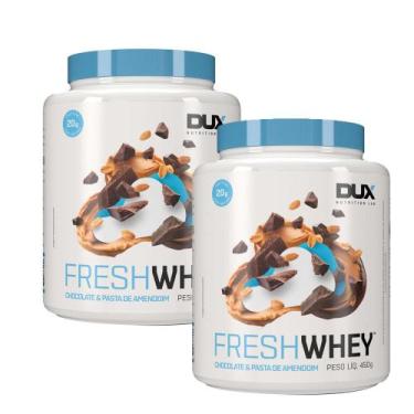 Imagem de Kit 2 Fresh Whey Dux Sabor Chocolate e Pasta de Amendoim com 20g Prote