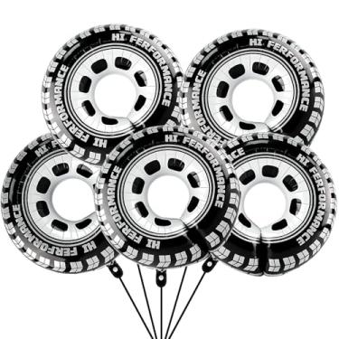 Imagem de Lukinuo Wheel Balloons 5pcs 30inch Race Car Tire Balloons Racing Cars Wheels Theme Birthday Party Decorations Two Fast Two Curious Birthday Decorations Boys Kids Truck Theme Birthday Party Supplies