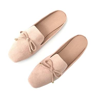 Imagem de Flerivva Mule Mocassins femininos sem cadarço sem cadarço e costas abertas, sapatos casuais de verão, rosa, 38