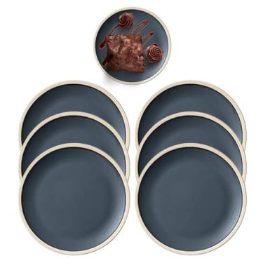 Imagem de Jogo 6 Pratos Preto em Melamina Oriental 15cm Luxo