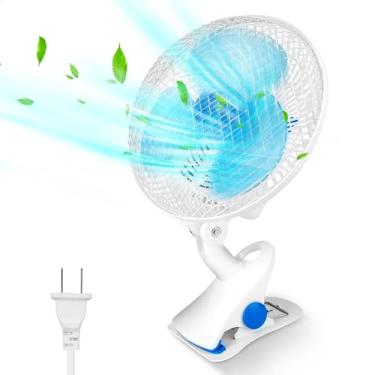 Imagem de Ventilador de encaixe de 21,7 cm, ventilador de grampo silencioso portátil com 2 velocidades, ventilador de mesa pessoal de oscilação automática com grampo resistente para escritório em casa, mesa ao