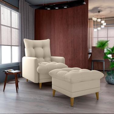 Imagem de Poltrona Do Papai Reclinável Confortável Com Puff Veludo Bege