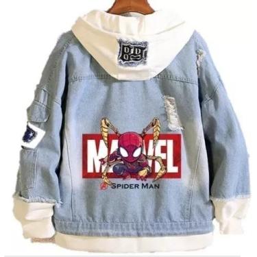 Imagem de Jaqueta jeans maravilha homem-aranha deadpool estilo faculdade - Biopo