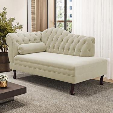 Imagem de Divã Recamier Chaise Longue Lavínia 150cm Capitonê Pés de Madeira mate