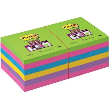 Imagem de Post-it Notas super adesivas cores sortidas, pacote com 12 blocos, 90 folhas por bloco, 76 mm x 76 mm - notas adesivas extras para anotações e listas de tarefas