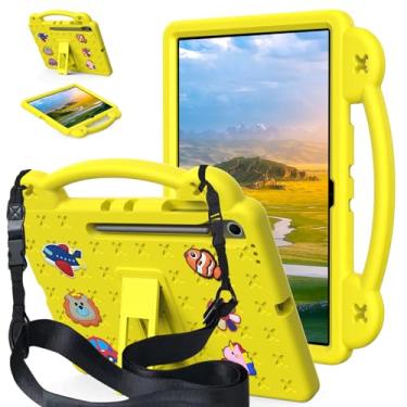 Imagem de Kwamaz Capa infantil para tablet Samsung Galaxy Tab S10 FE Plus de 13 polegadas, capa infantil de EVA à prova de choque de 13,1 polegadas com alça de suporte (amarelo)