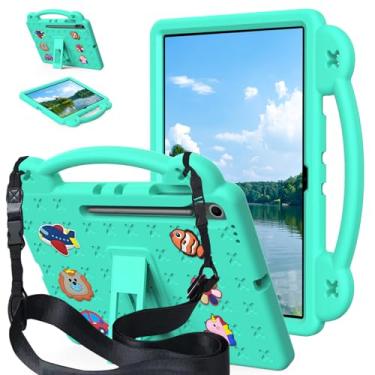 Imagem de Kwamaz Capa infantil para tablet Samsung Galaxy Tab S10 FE Plus de 13 polegadas, capa infantil de EVA à prova de choque de 13,1 polegadas com alça de suporte (verde)