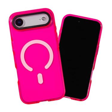 Imagem de SteepLab Capa de barreira magnética para iPhone 17 Air, compatível com MagSafe, proteção de 360 graus com absorção de impacto com ímãs integrados (rosa choque radiante)