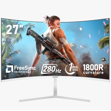 Imagem de Gawfolk - Tela de computador de 27 polegadas, monitores de jogos curvos 1800R 280Hz, FHD 1080p 1ms, Freesync, 98% sRGB, visão angular de 178°, HDMI2.0, DisplayPort, compatível com