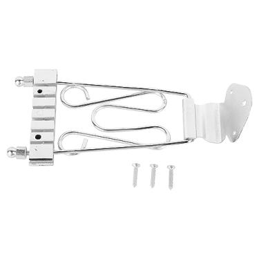 Imagem de Bass Bridge Tailpient Lomlo de zinco 6 String Bass Electric Bridge Substituição Ajustável Jazz Bass Bridge Tailpiece para Bass Guitar Players (Prata)