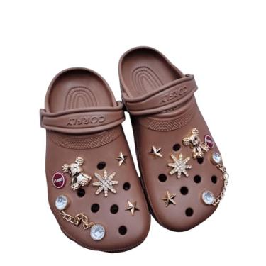 Imagem de Chinelo Feminino Estilo Babuche Pigente Corfly Baixo 100% EVA Solado Leve Antiderrapante broches enviados aleatorio (Marrom, BR, Adulto, Faixa Numérico, 35, 36)