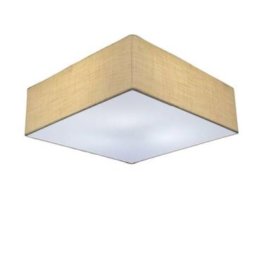 Imagem de Plafon Quadrado Md-3051 Cúpula em Tecido 15/45x45cm Palha - Bivolt - V