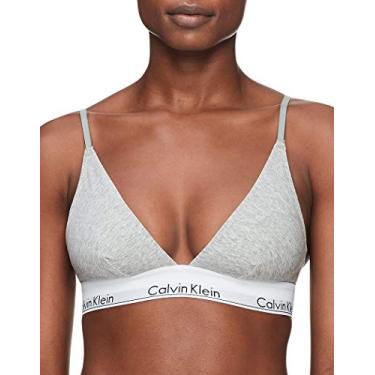 Imagem de Calvin Klein Sutiã triângulo de algodão moderno feminino, Cinza mesclado, G