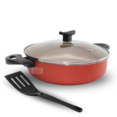 Imagem de Frigideira 24 Antiaderente Teflon Grande Tipo Wok com 2 alças Alta Com