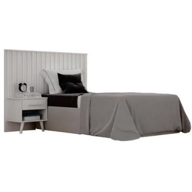 Imagem de Cabeceira Solteiro Ripado Milano Branco Leifer Móveis