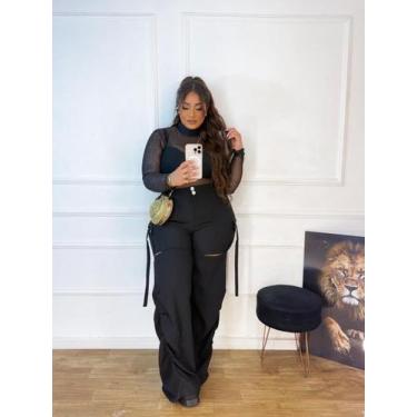 Imagem de Calça Pantalona Cargo Track Pants Moda Gringa Plus Size - Multimarcas,