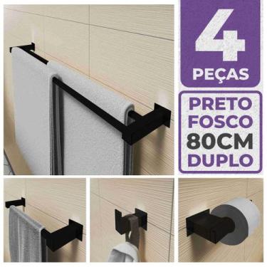 Imagem de Toalheiro Duplo Inox 304 + Kit Acessórios Banheiro PF 80cm - PERFIL CA