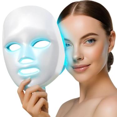 Imagem de Máscara LED Facial 7 Cores, Fototerapia Profissional, Recarregável USB, Sem Fio, 90 LEDs, Temporizador Automático 10-15 min, Tratamento Anti-idade, Acne e Rejuvenescimento