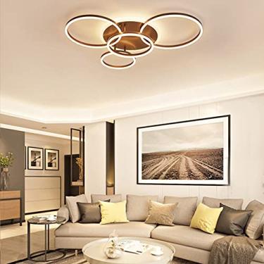 Imagem de Luminária de teto LED moderna com controle remoto, novas lâmpadas suspensas de arte, lustre de teto, geometria redonda e montagem embutida regulável para sala de estar, quarto/branco/3 cabeç